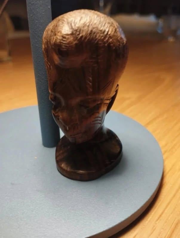 Vintage Afrikaanse ebbenhouten buste. 8 cm, Antiek en Kunst, Kunst | Beelden en Houtsnijwerken, Ophalen