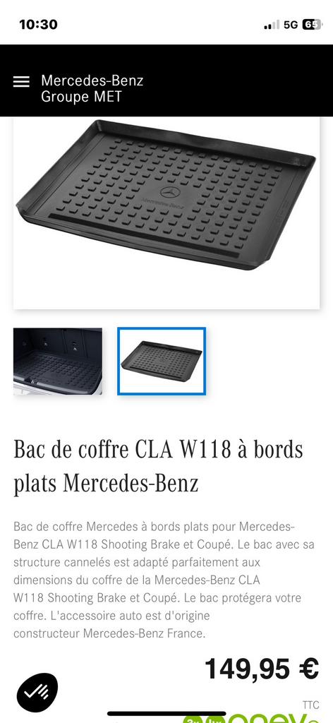 Bac de coffre, Enlèvement, Comme neuf