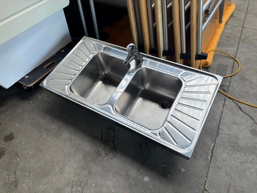 Spoelbak Antoine 100x50 incl. Kraan & aansluitingen., Ophalen