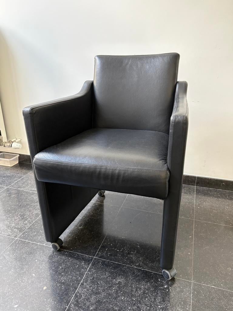 Mobitec zwart lederen stoelen, Enlèvement, Noir, Cinq, Six Chaises ou plus, Utilisé