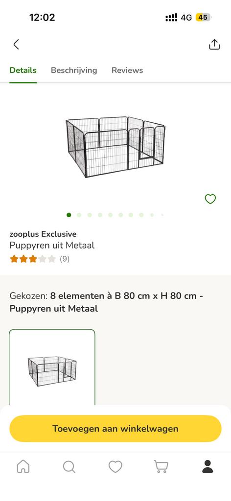Puppy ren  80x80cm 8 stukjes, Dieren en Toebehoren, Ophalen, Zo goed als nieuw