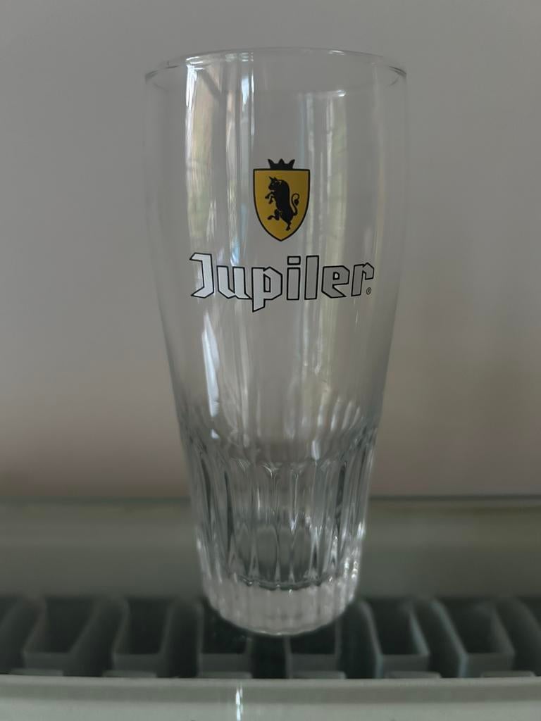 Bierglazen Jupiler 25cl geel logo, Ophalen, Zo goed als nieuw, Jupiler