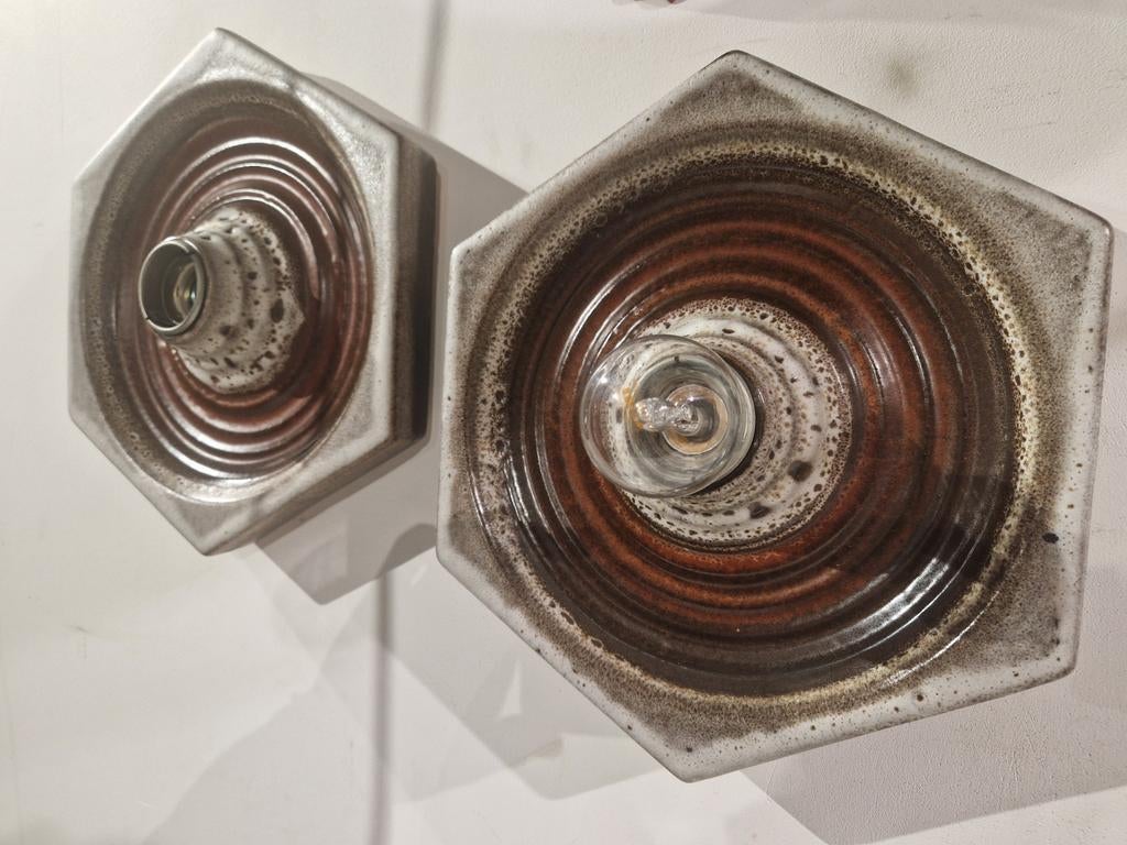 Paar zeshoekige Keramische wandverlichting , Hustadt  fat la, Antiquités & Art, Enlèvement ou Envoi