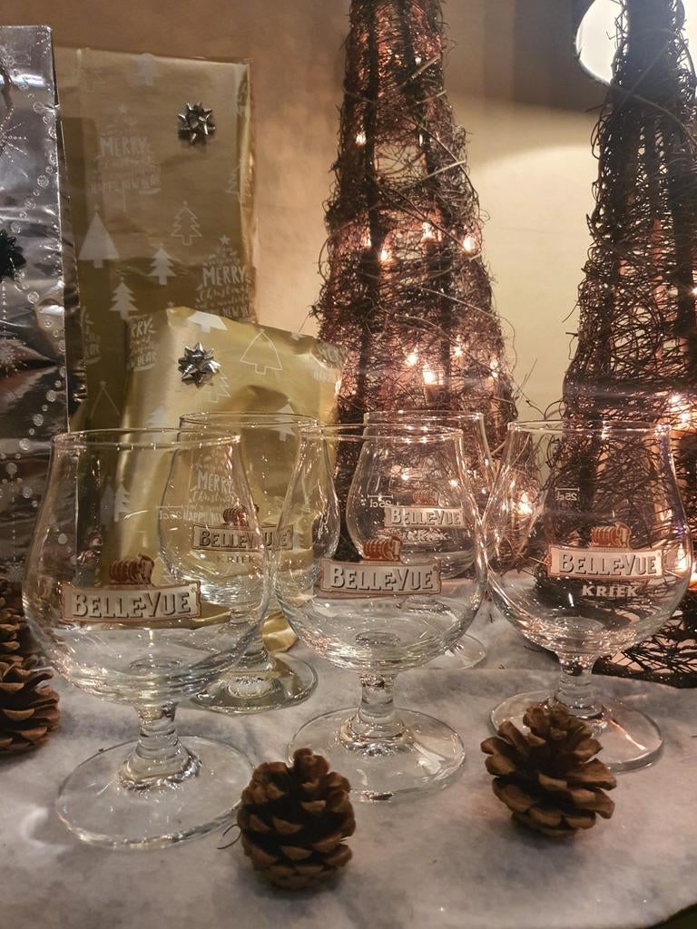 5 verres à pied KRIEK Belle-vue, Collections, Verres & Petits Verres, Enlèvement, Comme neuf