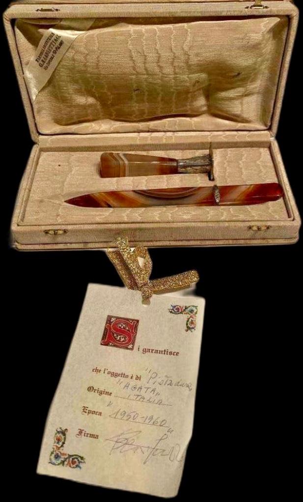 Agaat Zilver Stempel Brievenopener Beeld Set Antiek, Antiek en Kunst, Verzenden