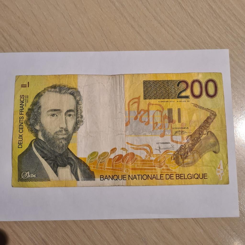 Billet  200 franc Adolphe sax Belgique, Timbres & Monnaies, Billets de banque | Belgique, Enlèvement ou Envoi