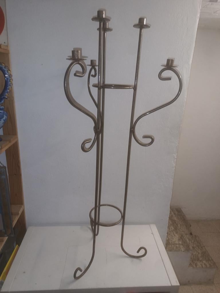 Mooie, hoge, oude ijzeren kandelaar voor 6 kaarsen, Antiek en Kunst, Ophalen