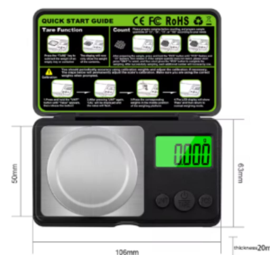 Mini elektronische precisie weegschaal 100g tot 0.001 gram, Elektronische apparatuur, Weegschalen, Minder dan 10 kg, Keukenweegschaal