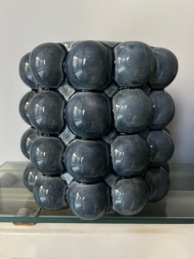 Pot de fleurs/vase/déco bleu-gris H15cm D11,5cm NOUVEAU, Sports & Fitness, Équipement de fitness, Enlèvement, Neuf