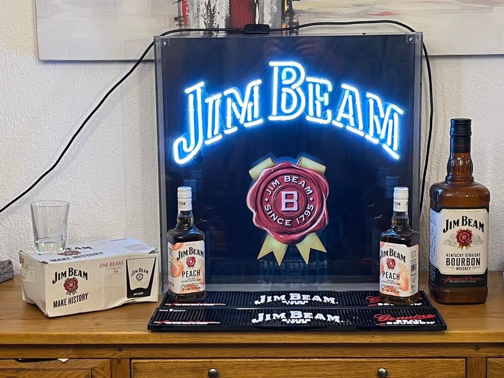 Jim beam Whisky enseigne publicitaire neon, Enlèvement, Comme neuf, Table lumineuse ou lampe (néon)