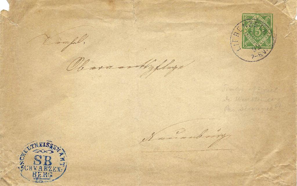 emballage préaffranchie Württemberg 5Pf. (Michel #103), Timbres & Monnaies, Lettres & Enveloppes | Étranger, Enlèvement ou Envoi