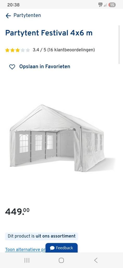 Party tent in goeie staat 2 keer gebruikt, Ophalen