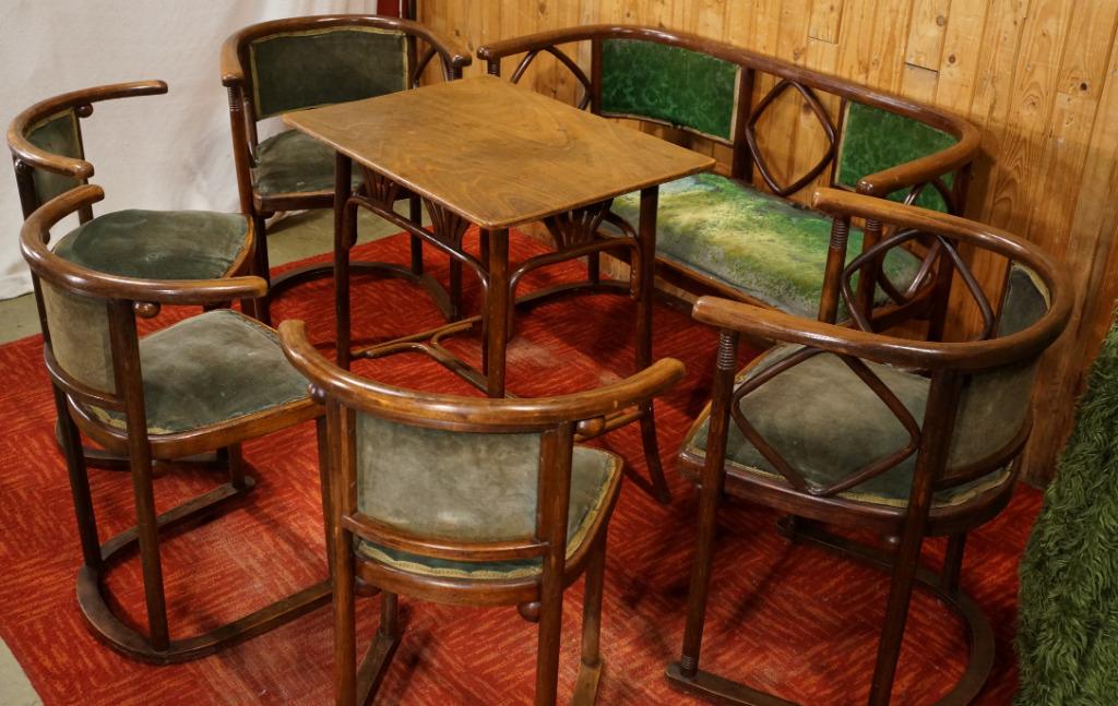 Banquette Josef Hoffmann Jugenstil  Mazowia avec 5 chaises, Enlèvement