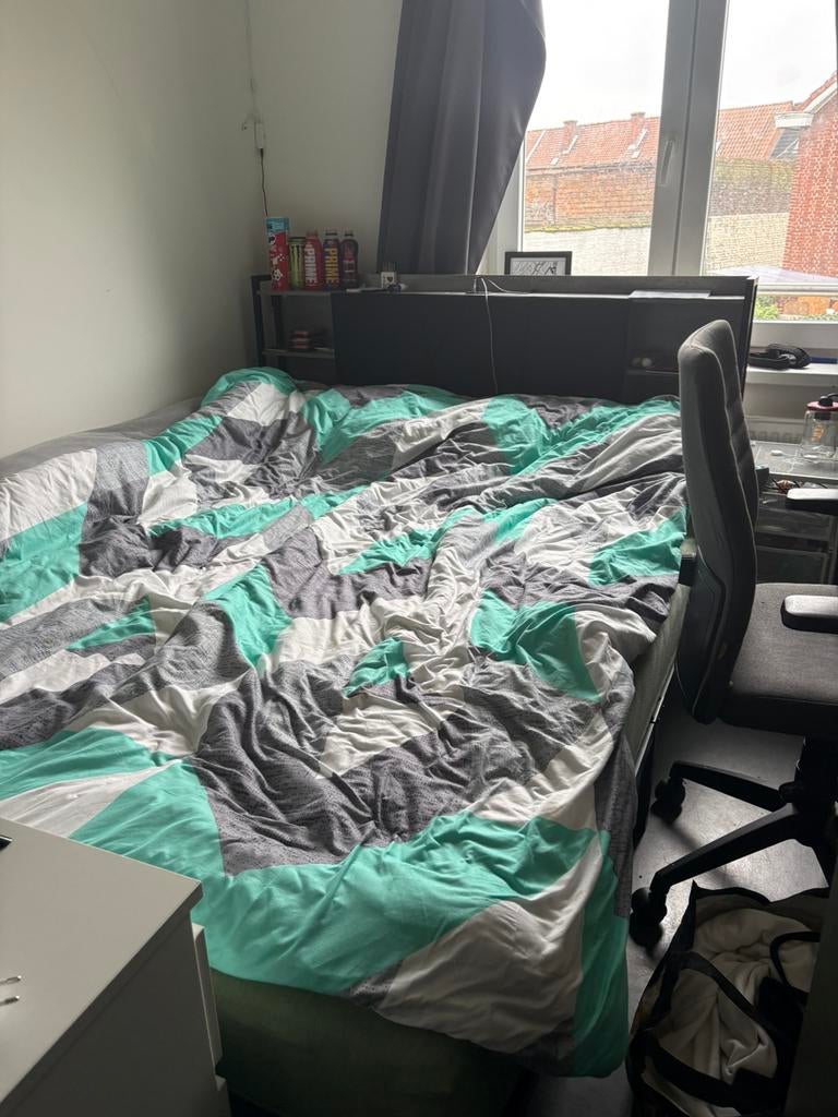 2 persoon Bed met lades, Ophalen, Gebruikt, Tweepersoons, Grijs