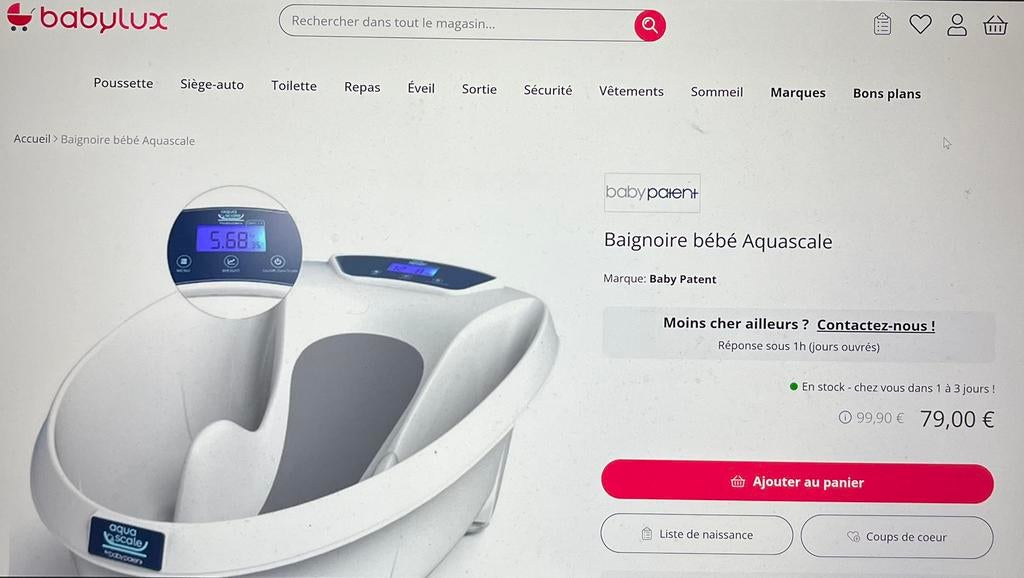 Baignoire bébé, Enfants & Bébés, Bains & Soins, Enlèvement, Comme neuf, Baignoire