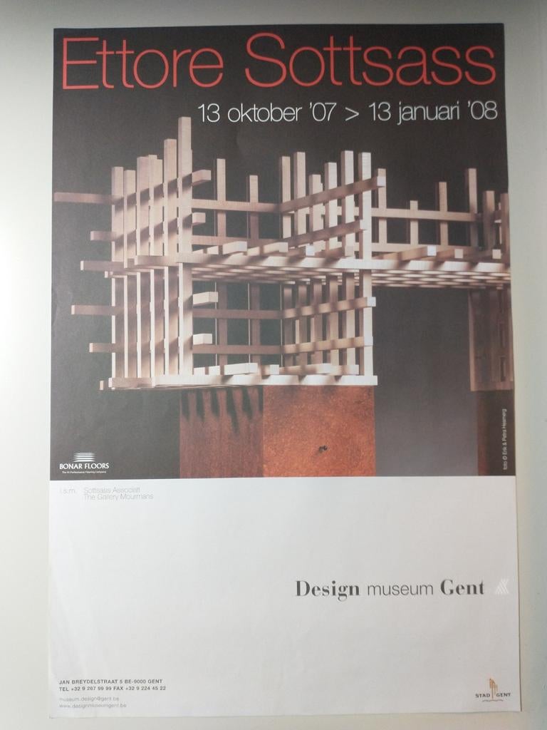 Ettore Sottsass 2007 Design museum Gent affiche, Ophalen of Verzenden, Gebruikt