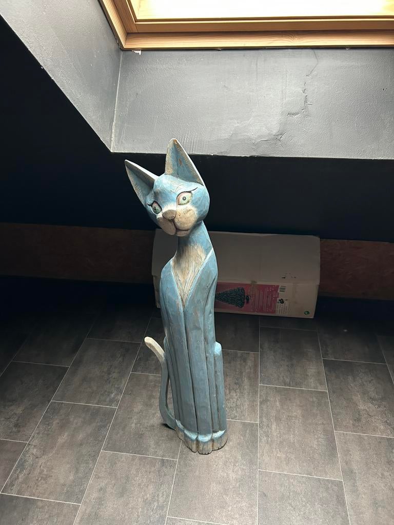 Decoratieve houten kat, Ophalen, Gebruikt, Dier