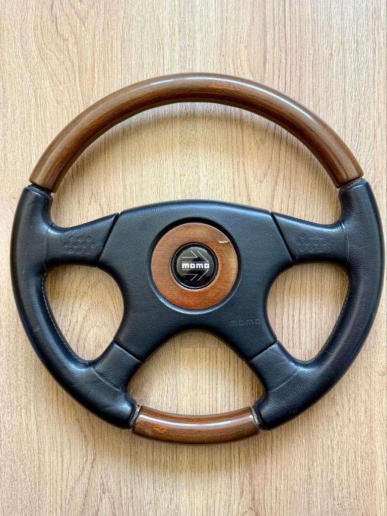 Momo Olympic 3 MAL36 Leren/Hout Stuur VW Golf Jetta MK1 MK2, Enlèvement ou Envoi, Utilisé, Daihatsu