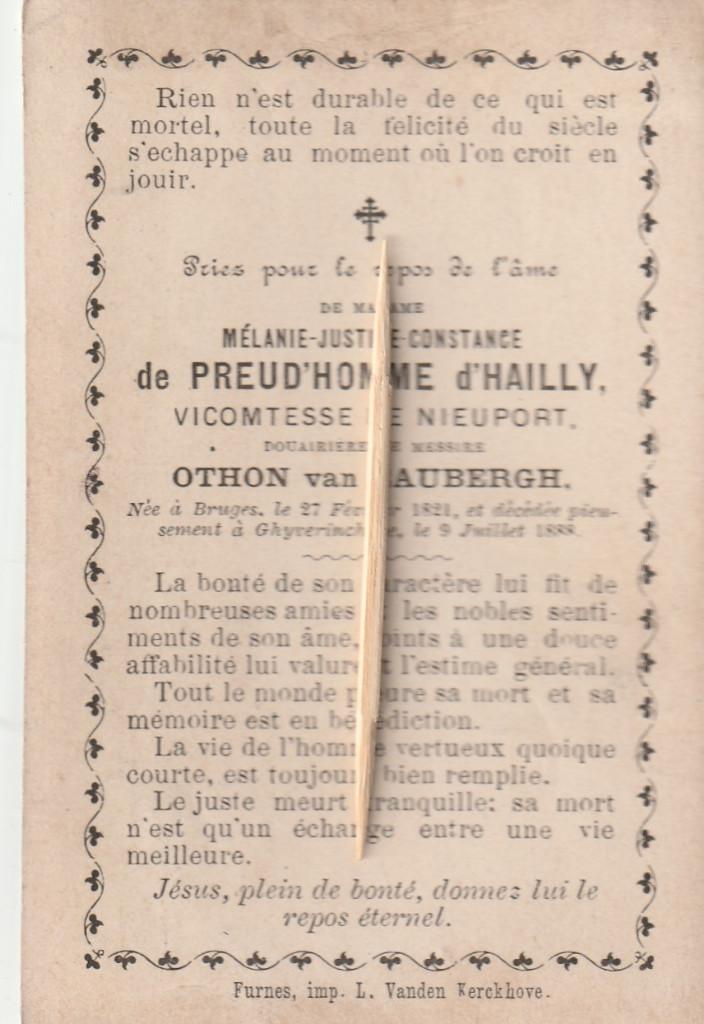 Bidprentje Adel Ghyverinchove-Nieuport, Verzenden, Bidprentje