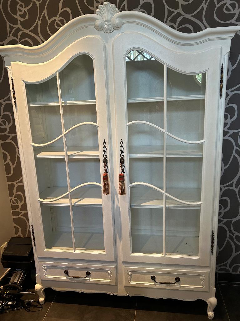 Mooie witte geschilderde eiken kast, Ophalen, Gebruikt, 100 tot 150 cm, Eikenhout