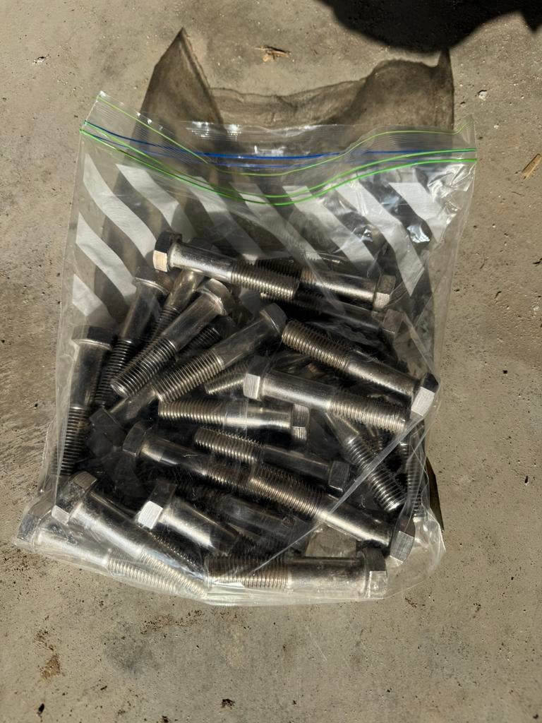 Inox M16 bouten 20 stuks, Doe-het-zelf en Bouw, IJzerwaren en Bevestigingsmiddelen, Ophalen, Zo goed als nieuw, Inox