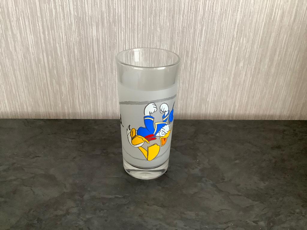 Disney Donald Duck drinkglas (14 cm), Ophalen of Verzenden, Donald Duck, Zo goed als nieuw, Servies