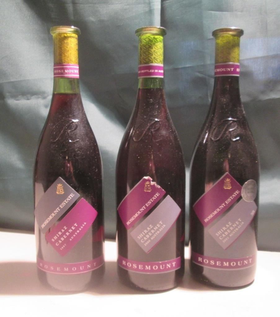 3x Australische Rode Wijn - Rosemount Estate - 1997/2001, Verzamelen, Wijnen, Overige gebieden, Ophalen of Verzenden, Zo goed als nieuw