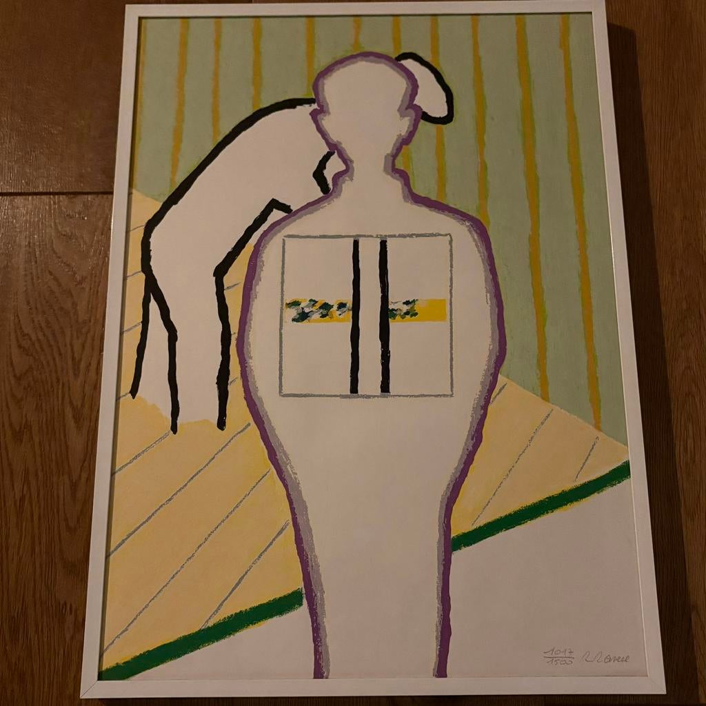 Geisgneerde/ genummerde litho Roger Raveel, Antiek en Kunst, Kunst | Litho's en Zeefdrukken, Ophalen of Verzenden