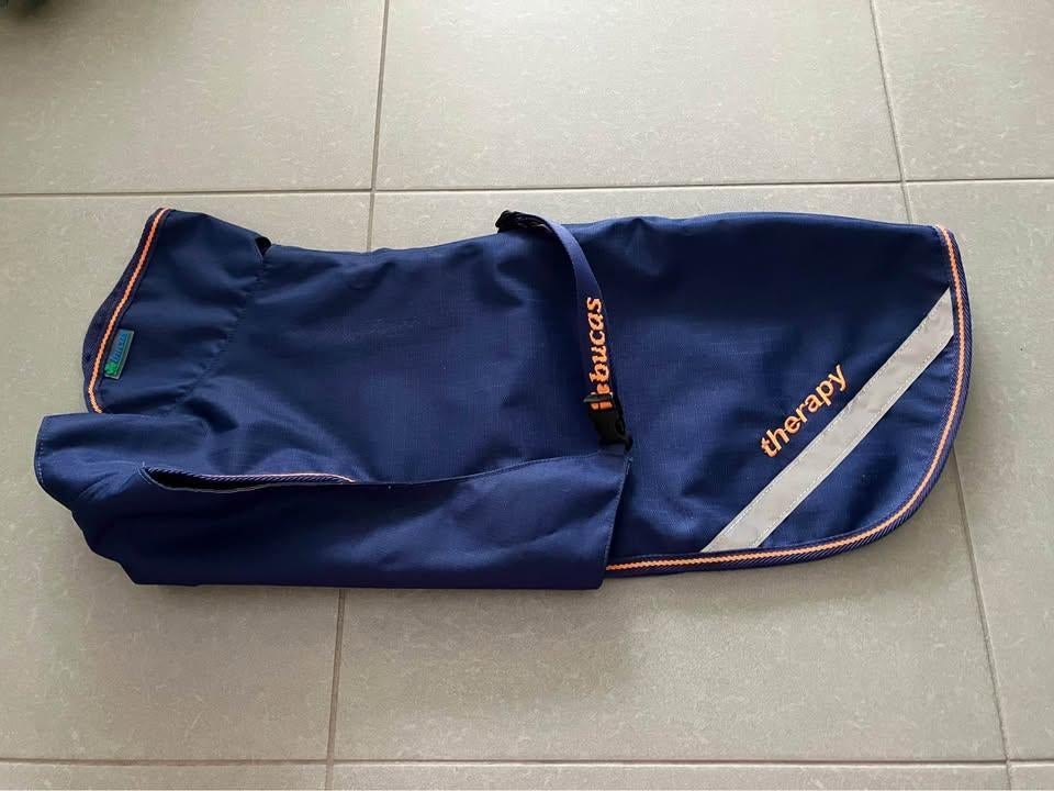 Bucas Therapy Dog Rug Navy/Orange 55cm, Dieren en Toebehoren, Ophalen of Verzenden, Zo goed als nieuw