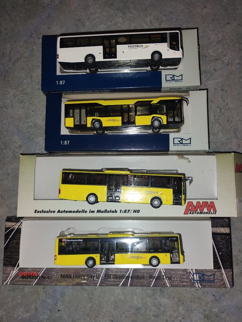 4 CARs  BUS AUTRICHIENs OeBB MAN MB SOLARIS RIETZE AWM, Hobby & Loisirs créatifs, Voitures miniatures | 1:87, Comme neuf, Bus ou Camion