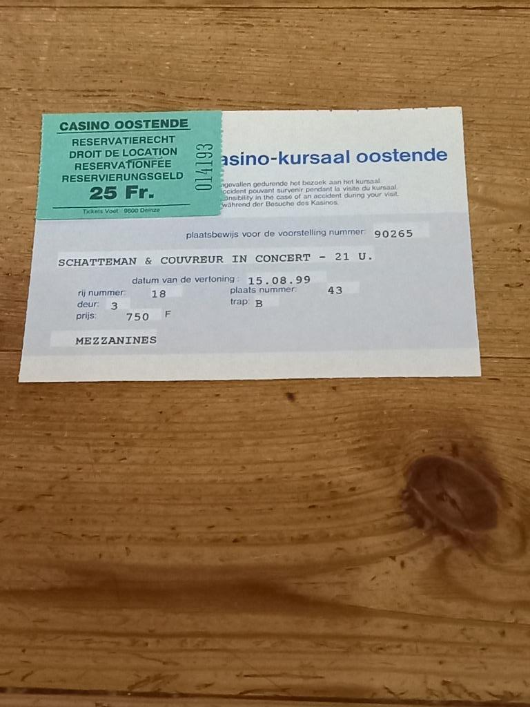 Ticket van Schatteman & Couvreur in concert, Tickets & Billets, Concerts | Autre, Une personne, Août