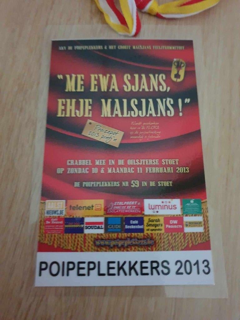 Carnaval Aalst medaille De Poipeplekkers 2013, Enlèvement ou Envoi