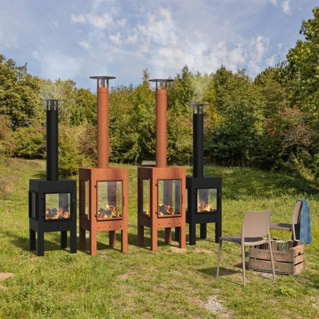 cheminée de jardin / cheminée d'extérieur DIGNA noir gris, Envoi, Neuf