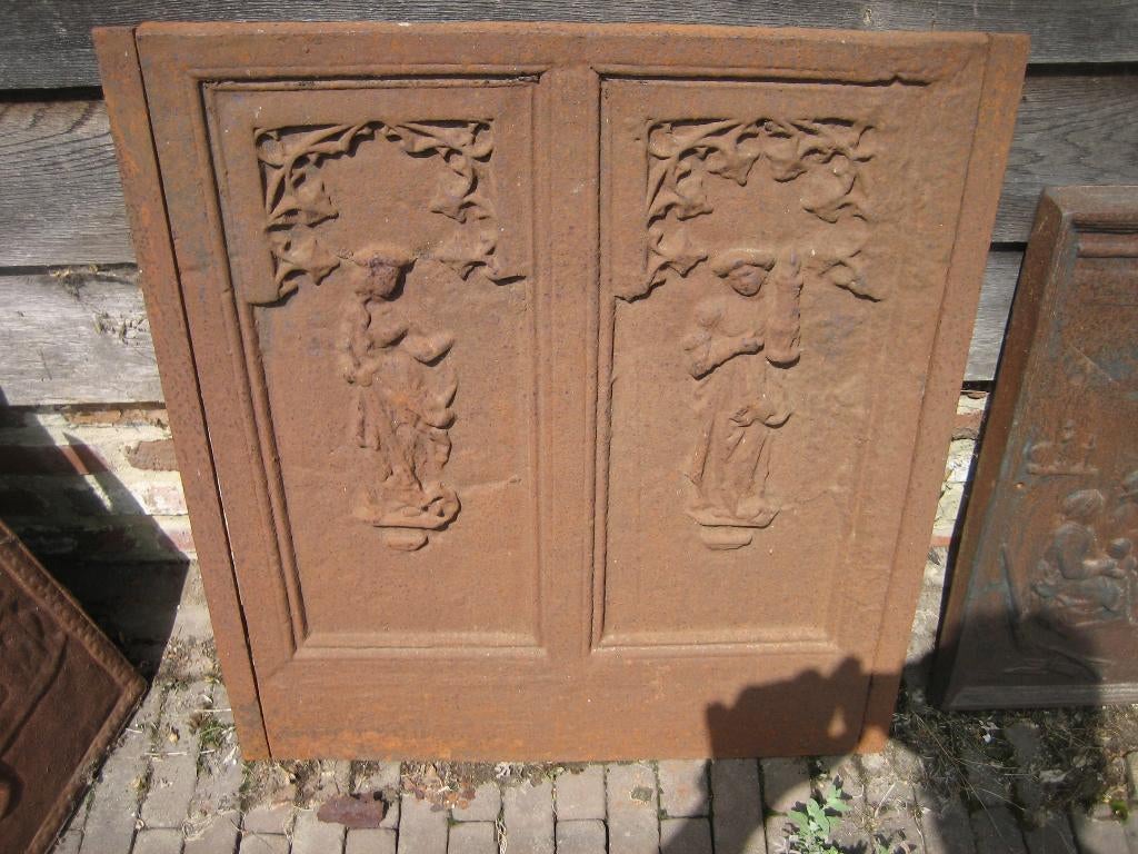 oude gietijzeren haardplaat, Huis en Inrichting, Haarden, Ophalen, Gebruikt, Inbouwhaard, Houthaard