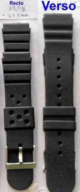 Bracelet rempl. silicone montre de plongée 23,5-22 mm NEUF, Enlèvement ou Envoi, Neuf, Noir, Synthétique ou Plastique