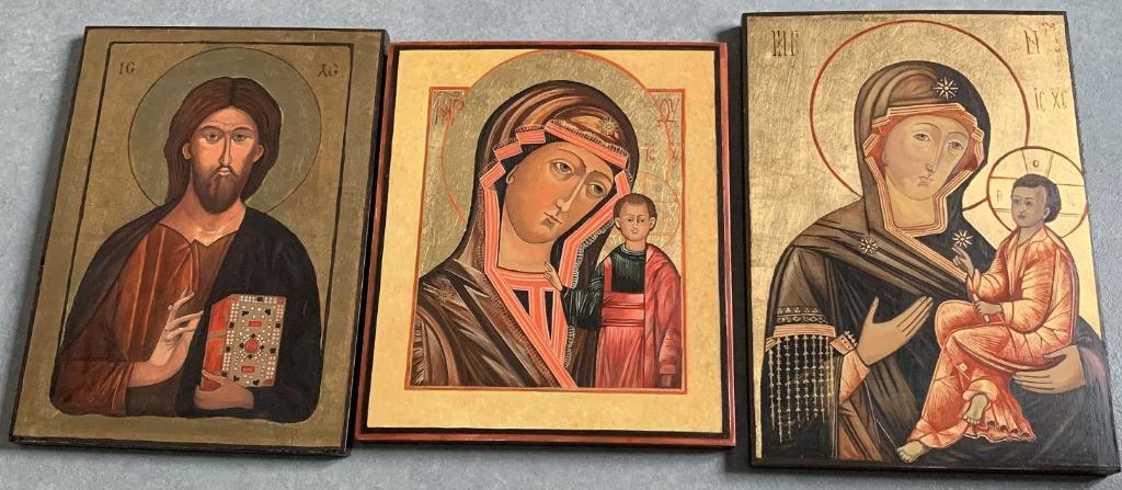3 iconen in hout van Demeyere, Antiquités & Art, Enlèvement