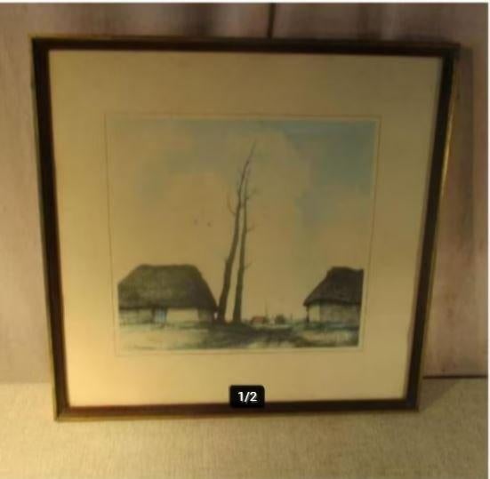 Mooie Gravure 'Achterbos' - Dirk Baksteen, Antiek en Kunst, Kunst | Etsen en Gravures, Ophalen of Verzenden