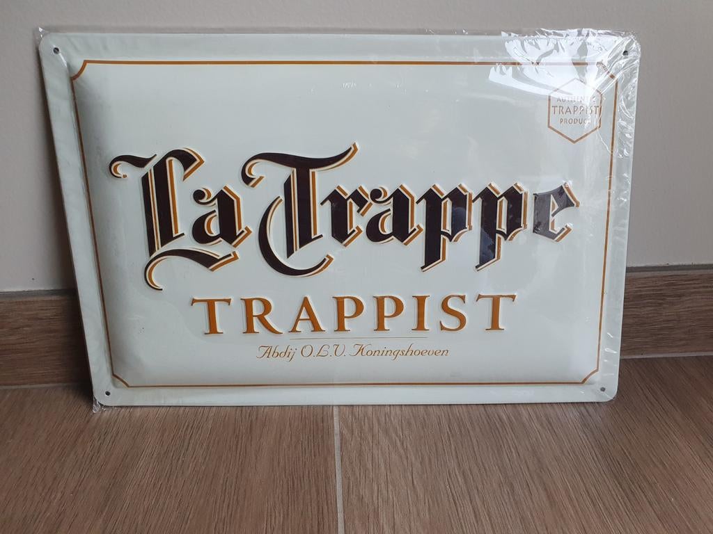 Metaal Reclamebord - La Trappe Trappist -, Ophalen of Verzenden, Gebruikt, Reclamebord, Plaat of Schild, La Trappe
