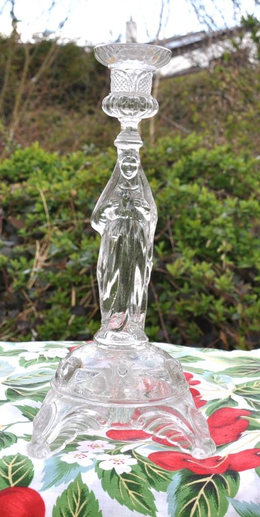 bougeoir en verre vierge au sacré coeur 30 cm, Enlèvement ou Envoi