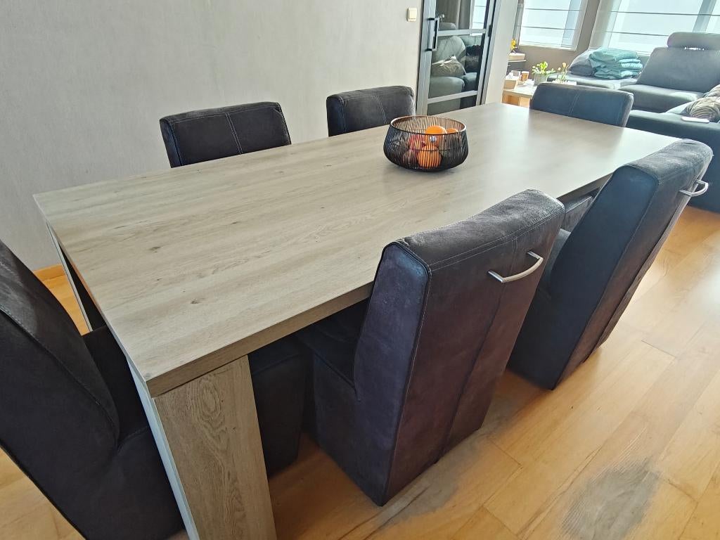 Eettafel met 6 stoelen, Huis en Inrichting, Tafels | Eettafels, Ophalen, 200 cm of meer, 50 tot 100 cm, Zo goed als nieuw