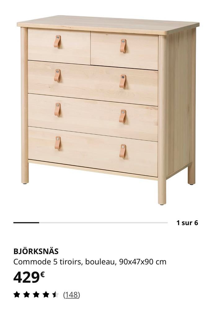 Commode 5 tirroirs, Maison & Meubles, Armoires | Commodes, Enlèvement, Comme neuf