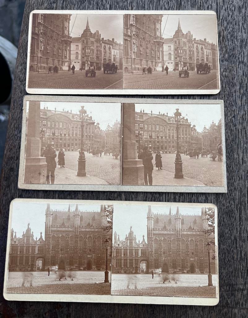 3 oude stereo foto’s gent brugge brussel, Verzamelen, Ophalen of Verzenden, Gebruikt, Foto
