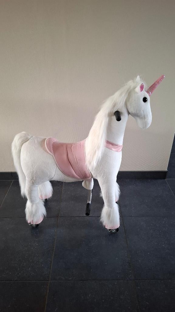 Eenhoorn mechanisch rijdend speelgoedpaard / schommel, Ophalen, Zo goed als nieuw