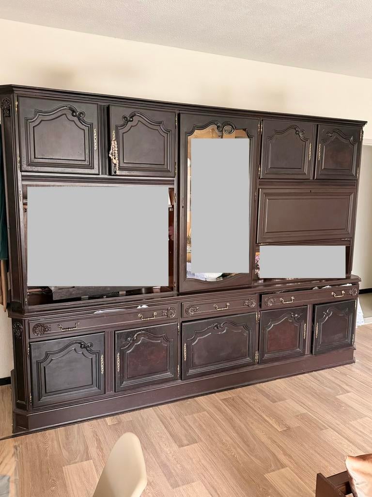 Vitrine kast, Huis en Inrichting, Kasten | Vitrinekasten, Ophalen, Gebruikt, 200 cm of meer, Eikenhout