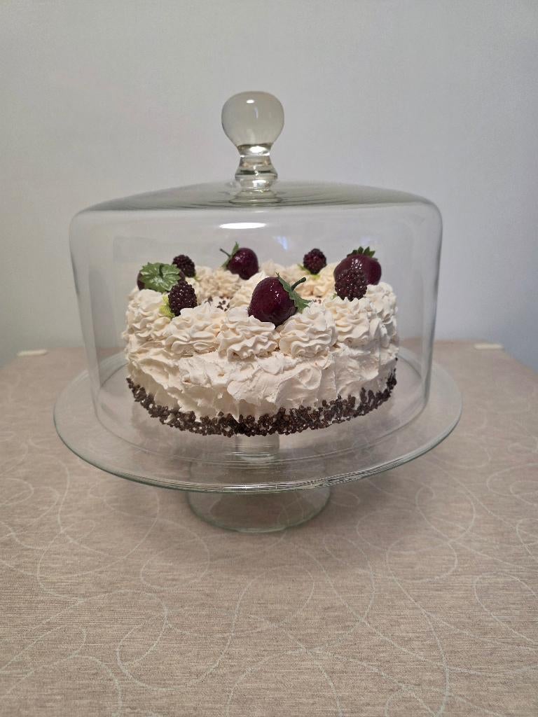 Glazen stolp incl siertaart, Huis en Inrichting, Woonaccessoires | Stolpen, Ophalen, Zo goed als nieuw