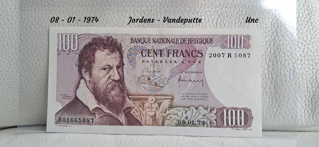 100 frank Lombard - 1974 - Unc, Ophalen of Verzenden, Los biljet