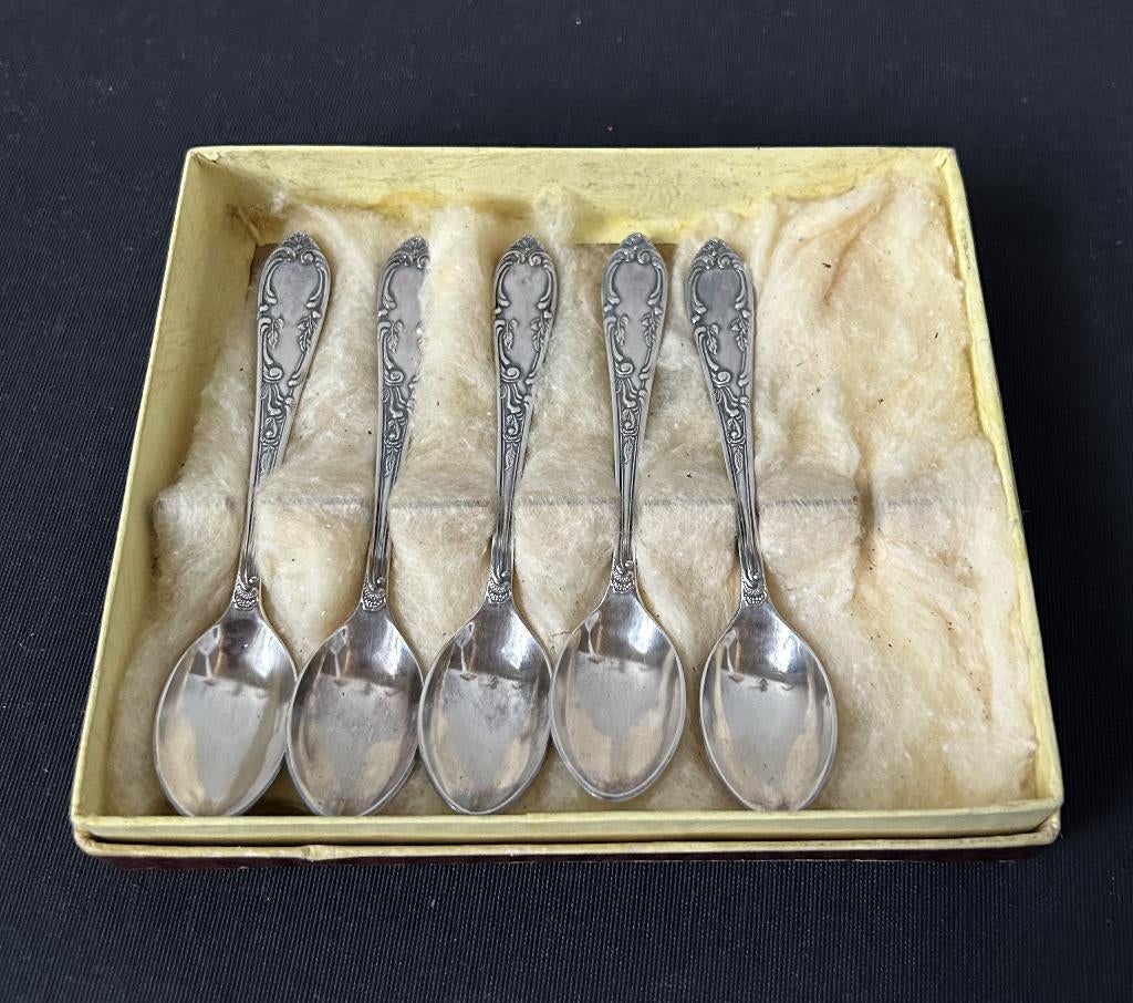 5 Verzilverde Lepeltjes - 100, Antiek en Kunst, Ophalen of Verzenden