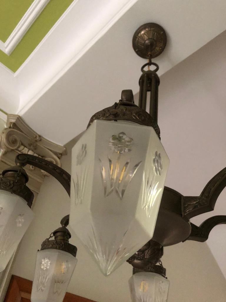 Art Deco Hanglamp – Tijdloze Elegantie voor je Interieur, Huis en Inrichting, Lampen | Hanglampen, Gebruikt, 75 cm of meer, Glas