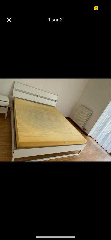 Lit IKEA TRYSIL 160x200 avec sommier et matelas, Enlèvement, Utilisé, 200 cm, Deux personnes