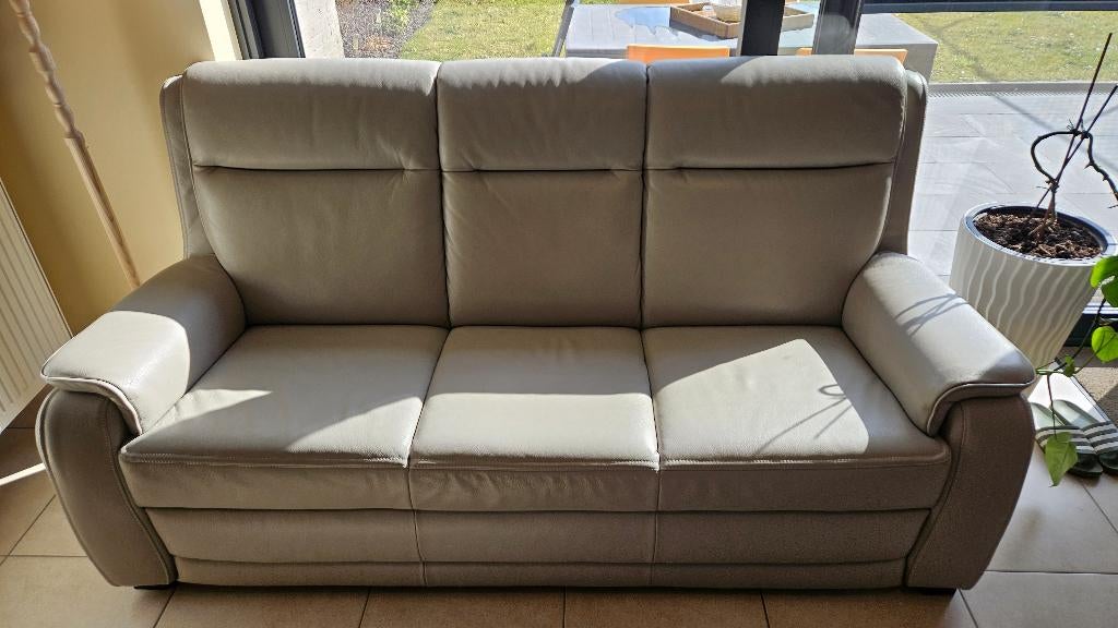 Beige 3-zit zetel (in goede staat), Ophalen, Zo goed als nieuw, Driepersoons, Rechte bank